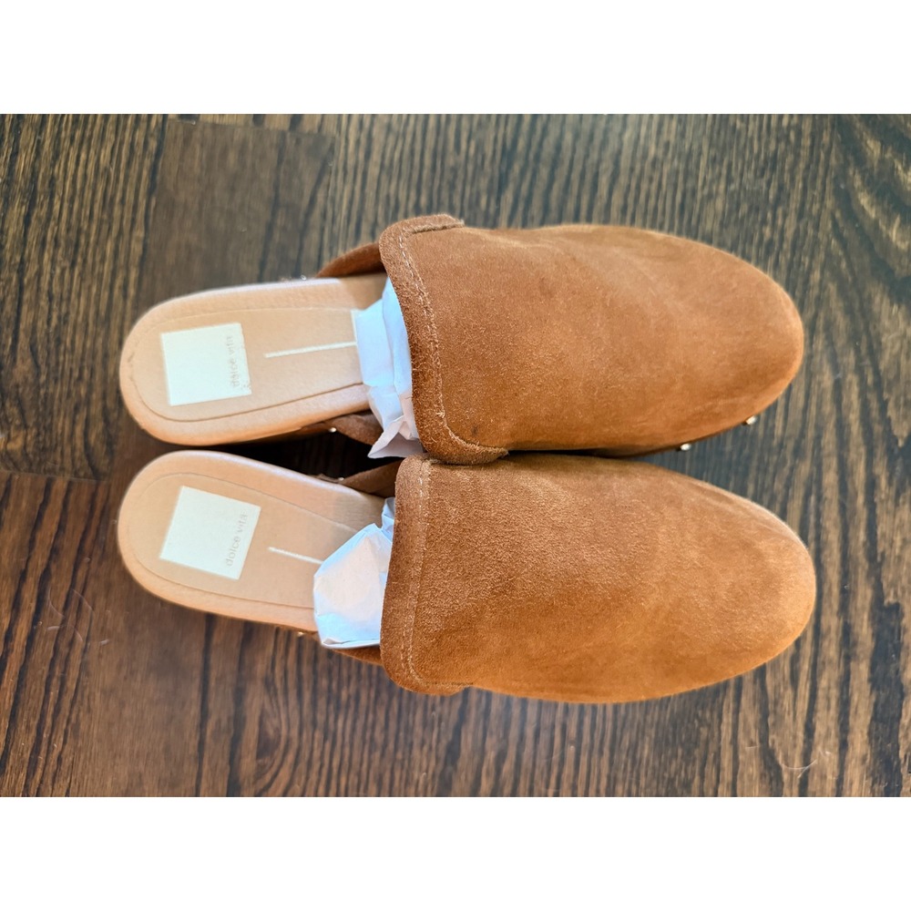 Dolce Vita Brown Suede Wooden Clogs Studded Mule Sandals Womens 9 - Picture 3 of 8